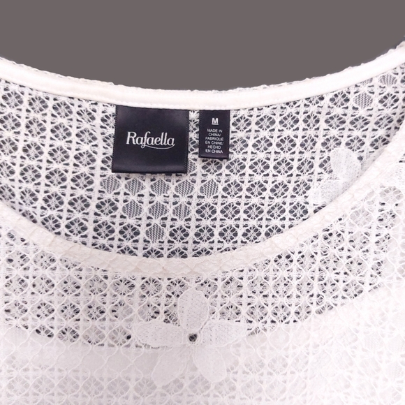 Rafaella Womens M White Crochet Over Attached Slip Tank Top - Picture 2 of 4